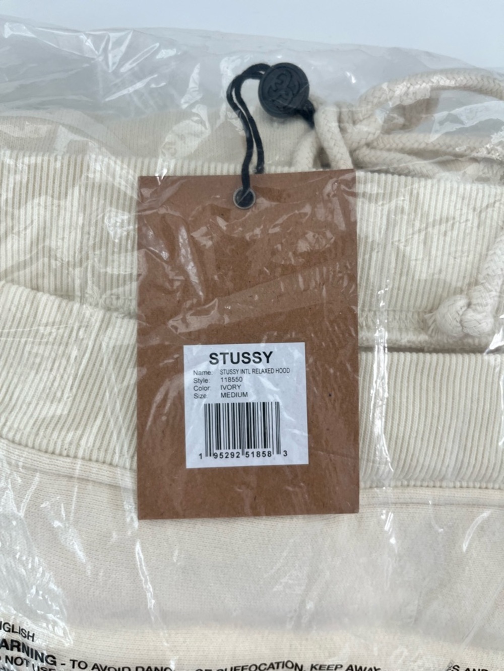 Stussy Relaxed Hoodie Ivory Medium - Picture 4 of 5